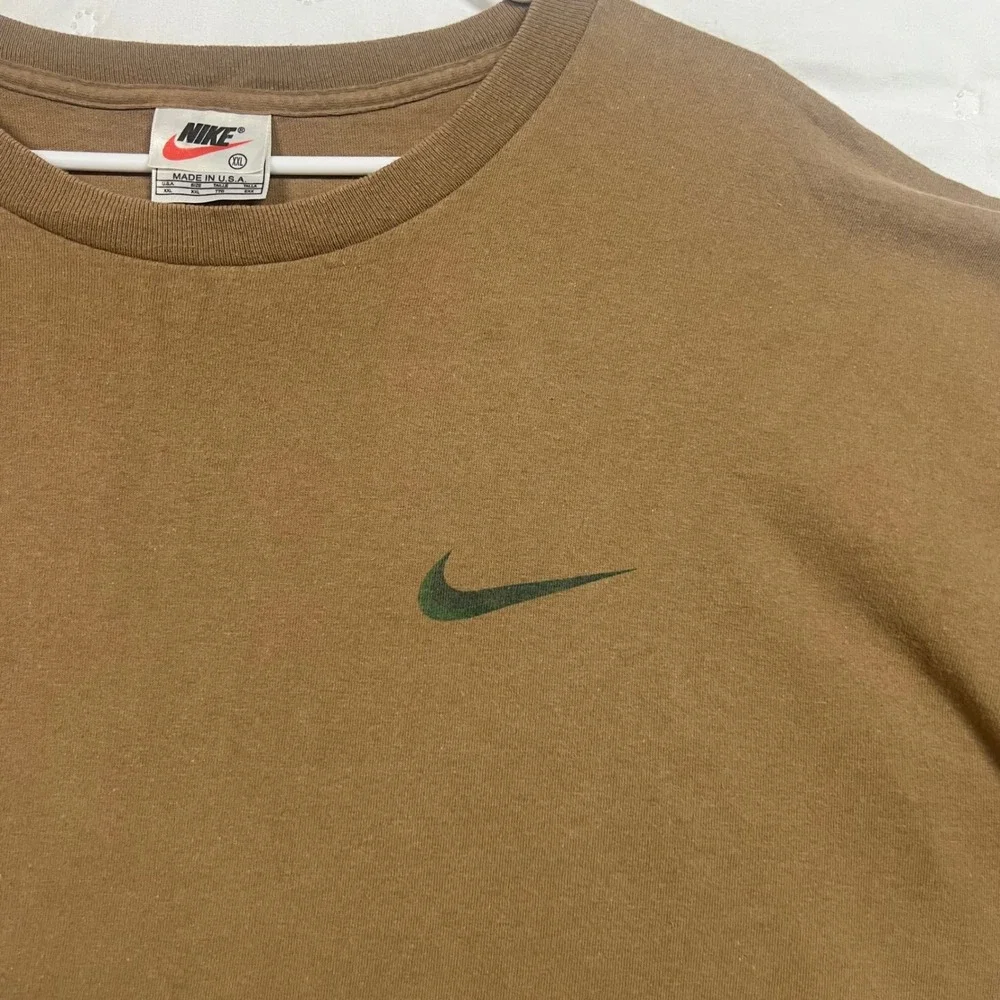 Vintage Nike Air T-Shirt Mens XXL Brown Green Swoosh Made in USA Short Sleeve